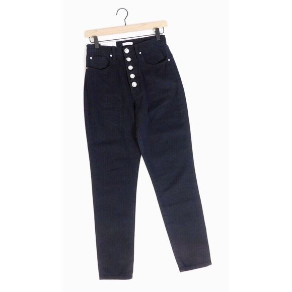 NWT!! WEWOREWHAT Danielle Black Crystal Button Straight Leg Jeans Cotton Size 26 - Picture 3 of 16